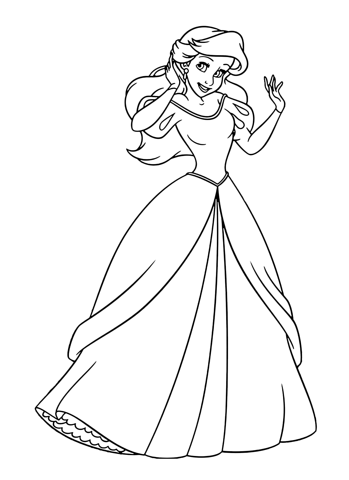 disney princess ariel in a dress coloring pages